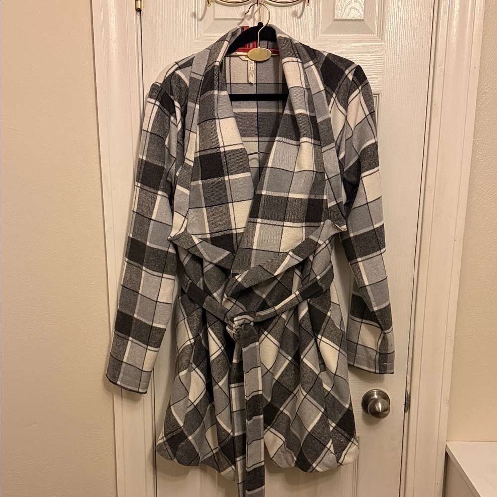 Matilda Jane Check it twice Black and White Plaid Coat